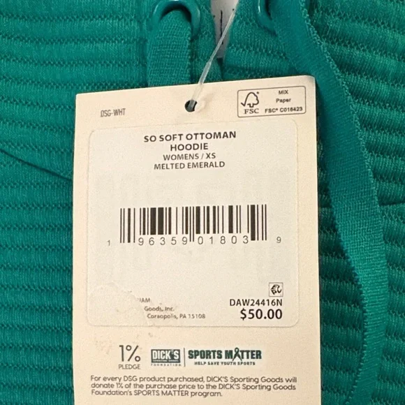DSG So Soft Ottoman Pullover Hoodie ~ Size XS ~ Melted Emerald - Picture 3 of 6